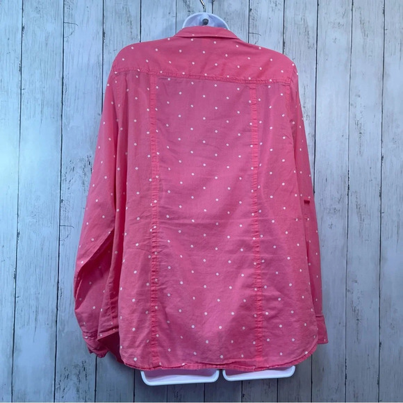 Lane Bryant Button Front Roll Tab Polka Dot Blouse 14/16 - Picture 5 of 7